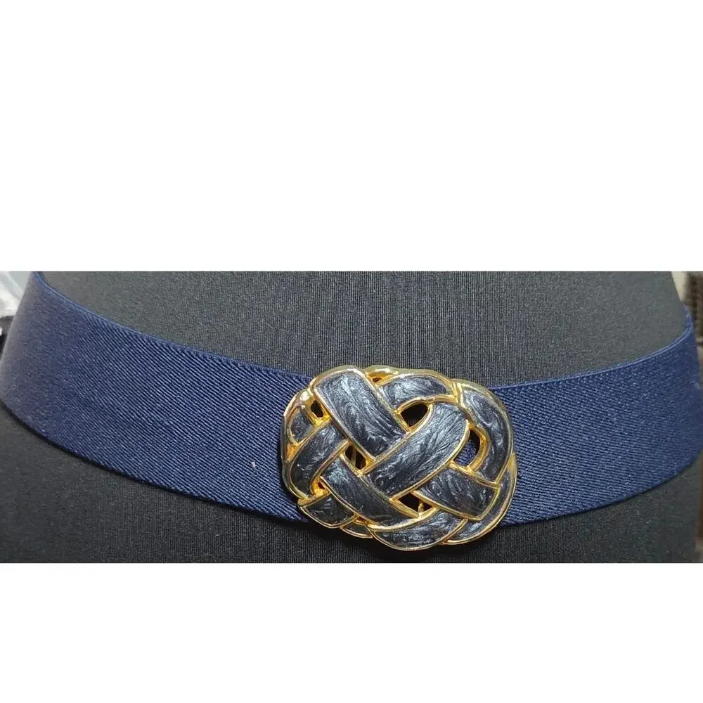 Vintage Navy Blue Elastic Belt